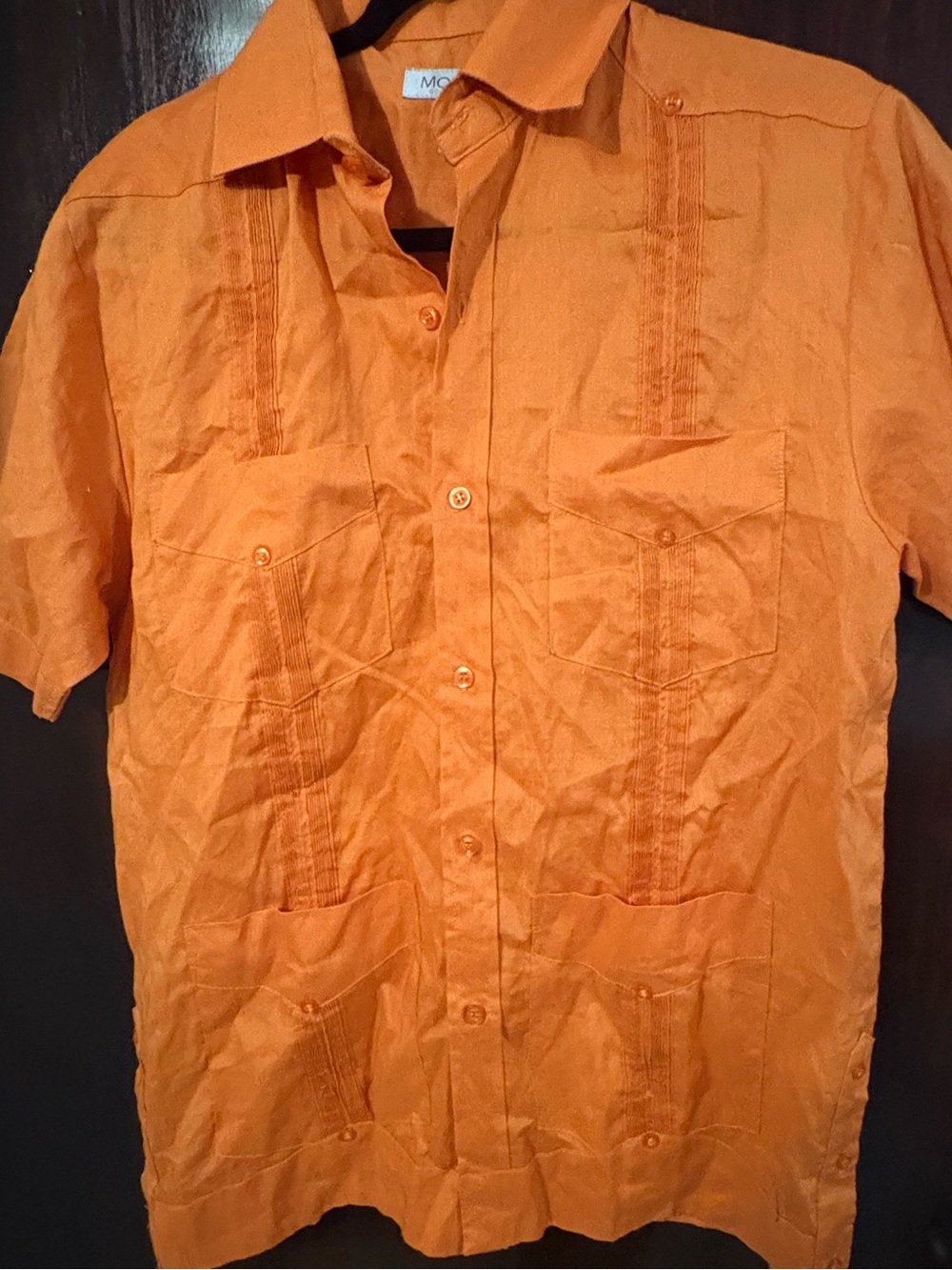 Bundle 3 for $25. Men's Mojito Orange “Guayabera” Short-Sleeve Button-Down Shirt